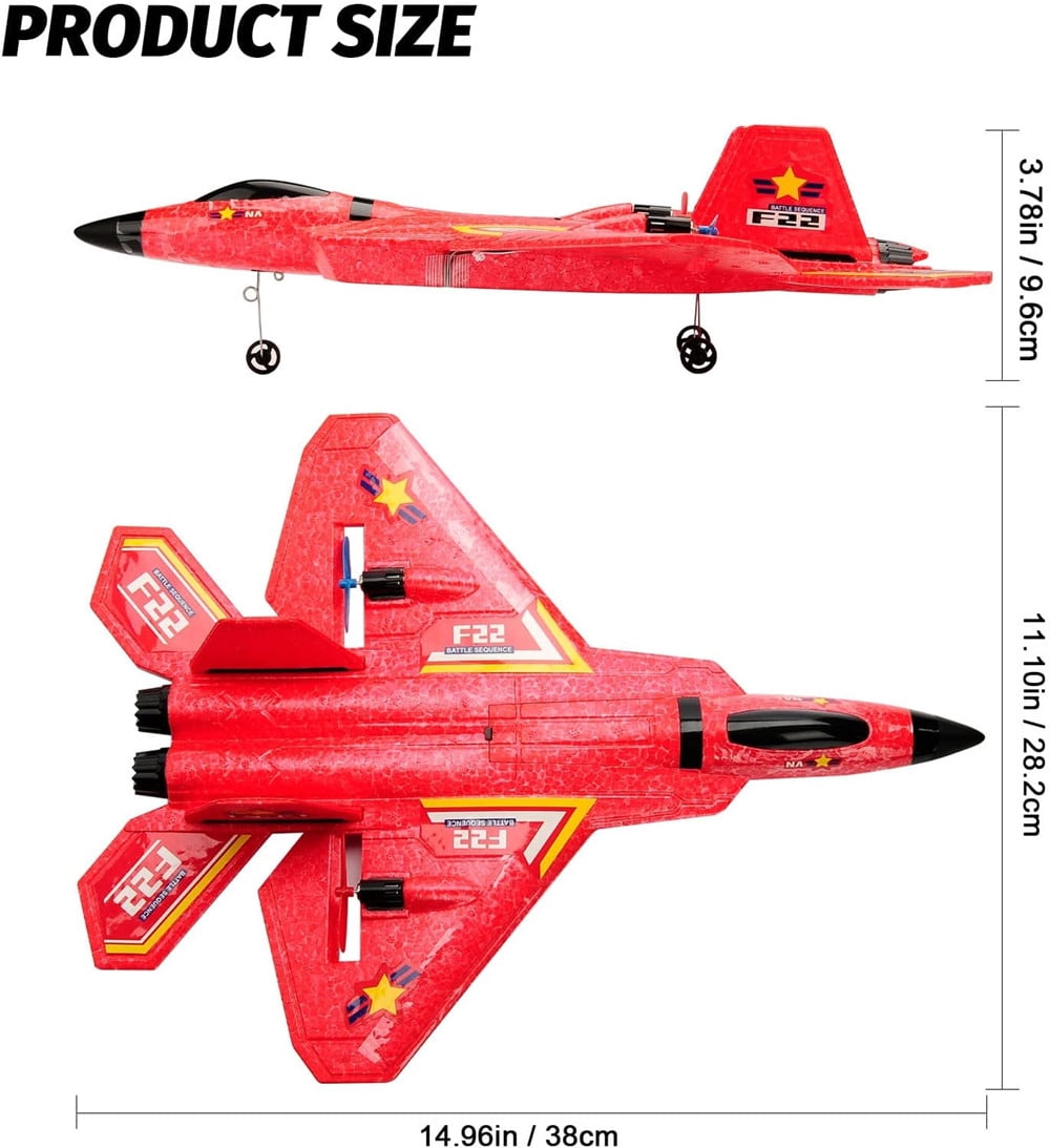 RC Plane F22 Jet 2.4G 6-Axis Gyro Remote Control Airplane Fighter Toy Gift for Kids Beginner(Red)