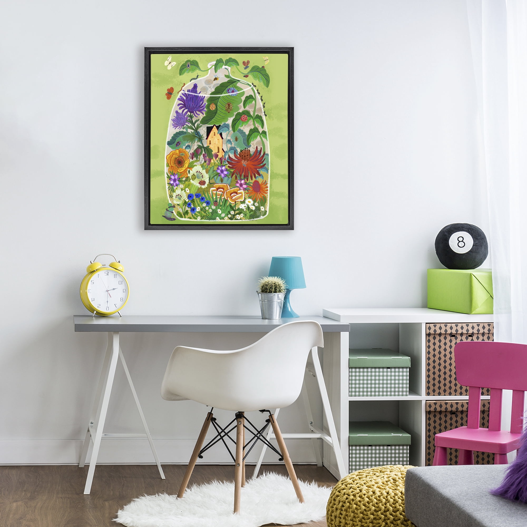 Stupell Industries Terrarium Bug Garden Black Framed Floater Canvas Wall Art, design by Kay Widdowson