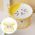 thumbnail image 6 of Pet Ceramic Bowl Iron Stand Cat Neck Protector Yellow Bow Bracket, 6 of 6
