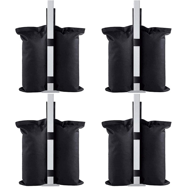 Canopy Weights 112 LBS Bolsas de arena para tienda de campaña, paquete de 4 piezas (negro) bolsa de arena fija para tienda de campaña de tela Oxford