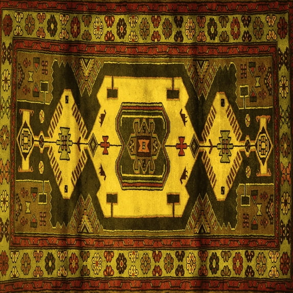 Ahgly Company Indoor Square Persian Yellow Traditional Area Rugs, 3' Square