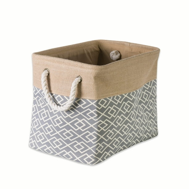 DII Collapsible Burlap Storage Basket or Bin with Durable Cotton