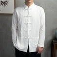 thumbnail image 3 of Lohuatrd Men Autumn Chinese Style Shirt Top Mandarin Collar Long Sleeve Pockets Disc Button Traditional Kung Fu Tai Chi Shirt Tang Tops Uniform, 3 of 8