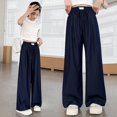 thumbnail image 6 of CPNG Girls Casual Pants Solid Color Elastic Waist Drawstring Wide Leg Pants Comfortable Breathable Lightweight Pants, 6 of 7