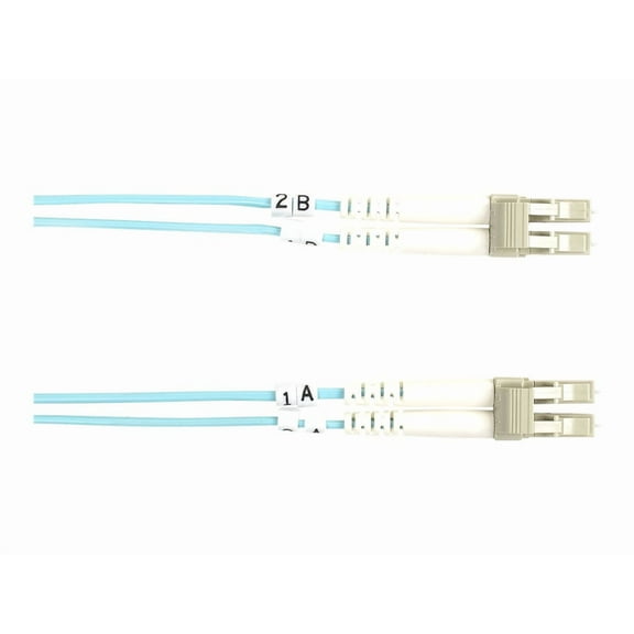 Black Box FO10G-010M-LCLC Connect OM3 50-Micron Multimode Fiber Optic Patch Cable - OFNR PVC, LC-LC, Aqua, 10-m (32.8-ft.)