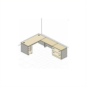 Bush Business Furniture Series C L-Shape Wood Office Set Hansen Cherry