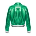 thumbnail image 2 of Moggemol Kids Girls Bomber Jacket Hip Hop Latin Jazz Dance Outfit Long Sleeve Zip Up Coat Party Green 14, 2 of 7