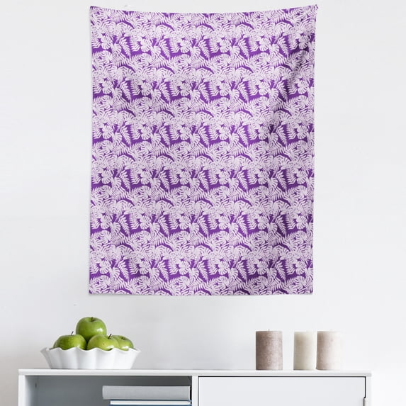 Tropical Tapestry, Summer Theme Exotic Leaves Monstera Palm Leaves Jungle Foliage Pattern, Fabric Wall Hanging Decor for Bedroom Living Room Dorm, 5 Sizes, Purple and Pale Mauve, by Ambesonne