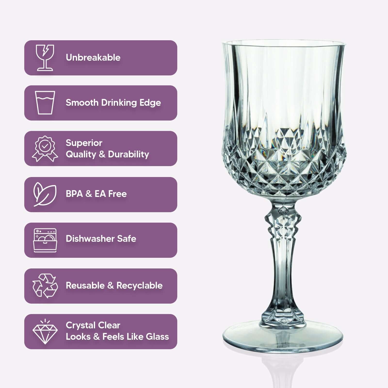 Efavormart 12 Pack Assorted Green Crystal Cut Reusable Plastic Wine Glasses, Shatterproof Cocktail Goblets 8oz