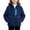 Blue, variant on Kids Sherpa Fleece Stand Collar Zip Jackets Unisex Warm Outer Coat with Side Hand Pockets