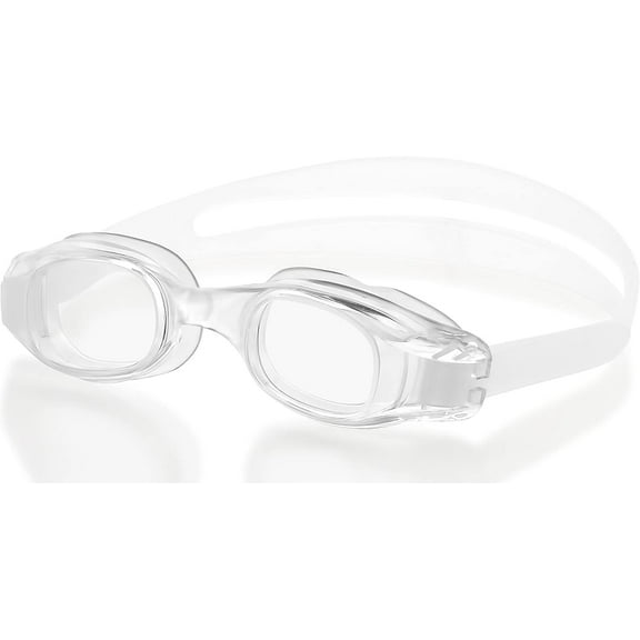 Beemo Swimming Goggles for Kids and Early Teens (Ages 7-12) - Universal Leak Resistant Eye Fit, Clear_White