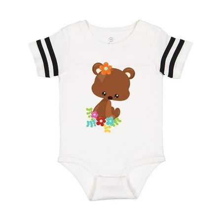 

Inktastic Spring Animals Cute Bear Bear With Flowers Gift Baby Boy or Baby Girl Bodysuit