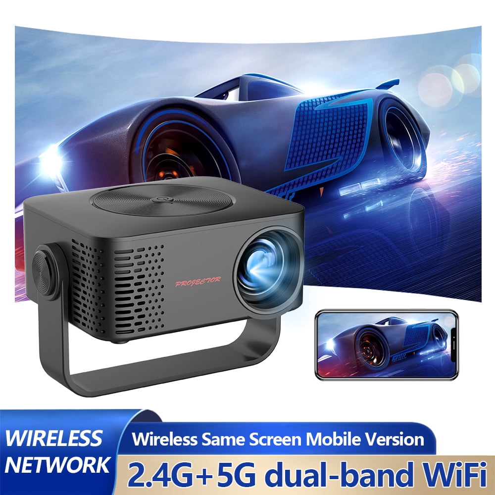 Mini Projector with WiFi , Native 1080P Projector , Projectors for Outdoor Movies Home Theater Built-in Speaker Android11 Dual WiFi6 Allwinner 1080p Compatible with iPhone/Android/PS4/Laptop
