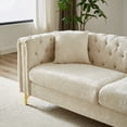 thumbnail image 5 of 5-Seat Classic Chesterfield Chenille Sofa Set with Copper Nail Decoration Armrest , Buttons Tufted Upholstered Couch with Golden Metal Legs & Pillows for Living Room, Beige, 5 of 9