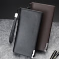 thumbnail image 3 of Long Paragraph Wallet Zippered Large Capacity Purse Multi Slots Holder Phone Storage Bag for Father Male Friends Coffee (Black), 3 of 8