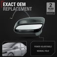thumbnail image 2 of Driver Side Power Adjustable Side View Mirror - Compatible with 2006-2011 Honda Civic - Power Adjust, Non-Heated, Manual Folding - Paintable Textured Black Housing - OEM 76250SNEA01, 2 of 6
