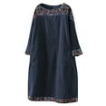 thumbnail image 2 of Styesk Robes pour Femmes Grande Taille Mode Femmes Manches Longues Velours Côtelé Imprimé Poches Robe Décontractée, 2 of 4