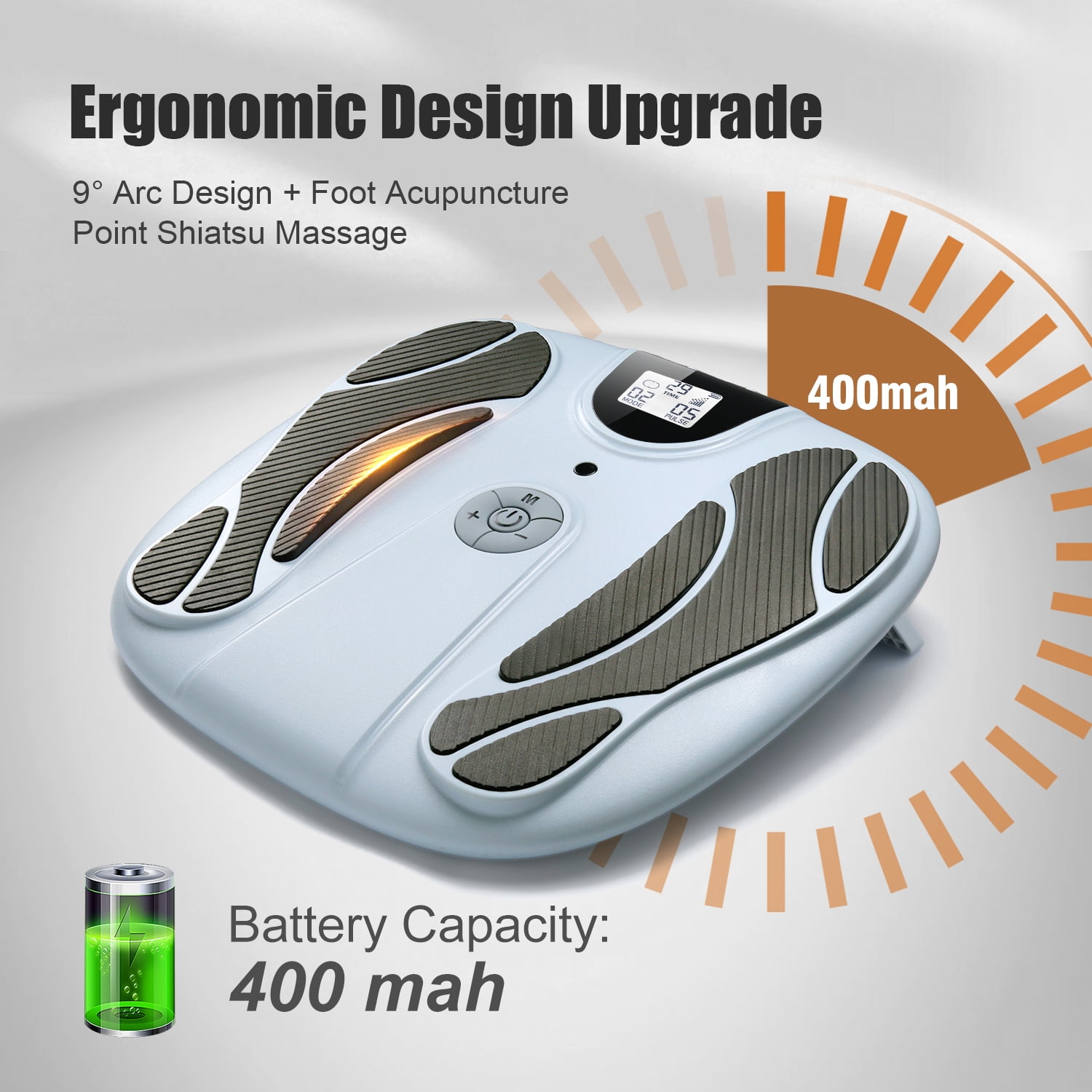OSITO Rechargeable EMS Foot Massager for Neuropathy, TENS Foot Massager Circulation Stimulator, Foot Massager for Circulation and Pain Relief, 10 Modes 50 Intensities (Gray)