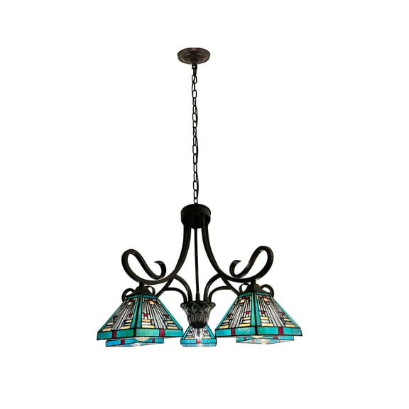 Radiance Goods Mission Tiffany-Style Blackish Bronze 5 Light Large Chandelier 26" Wide