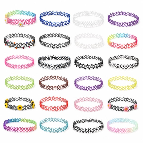 Velvet Choker Necklaces for Women Velvet Ribbon Collar Necklaces Classic 24pcs Vintage Style Multi-color