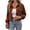 Brown, variant on Women's Chenille Jacket Long Sleeve Button Down Corduroy Crop Cardigan Winter Warm Casual Solid Color Coat