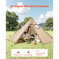 thumbnail image 2 of KFFKFF Hot Tent for 2 Persons, Portable Winter Tipi Tent with Stove Jack, Waterproof Canvas Camping Tents,  Lightweight 4 Season Shelter Tents, S Size, 2 of 9