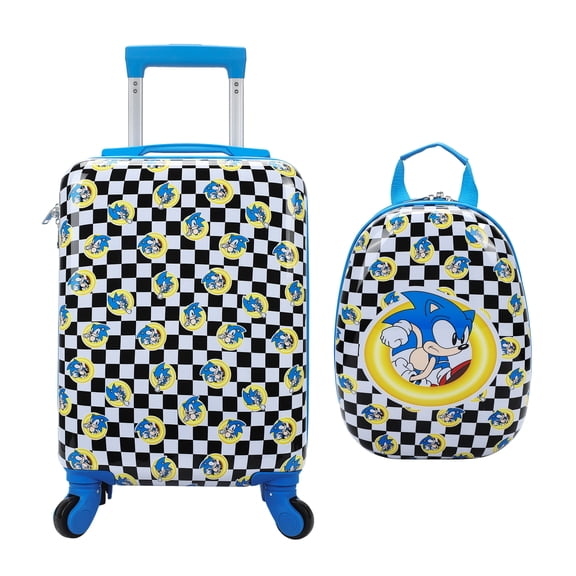 Sonic the Hedgehog Kids' 18" 2-Piece Travel Set With Rolling Suitcase And Backpack