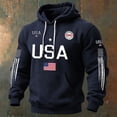 thumbnail image 2 of XIAOCHA Men's USA Flag Letter Print Hoodie Long Sleeve Hooded Pullover Knit Top Warm Patriotic Casual Hoodies, 2 of 3