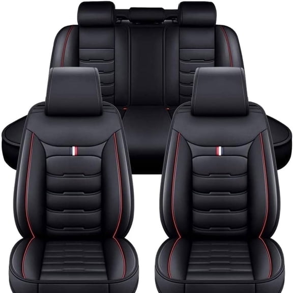 Kenzek Leather Universal Car Seat Covers Full Set, Water Resistant 3D Foam Back Support, Luxury Comfort Automotive 5 Seat Covers All Season Fit for SUV,Sedan,Van, Airbag Compatible Elegance