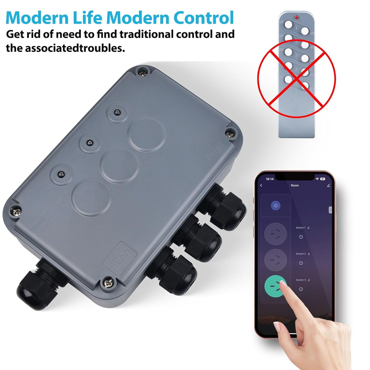 Smart Switch Box,GREENCYCLE 3 Gang Outdoor Switch Box,Upgraded Smart Heavy-Duty Waterproof Outdoor Electrical Box IP66,WiFi Pool Timer Compatible with Tuya/Smart Life,110V-240V,Outdoor Use