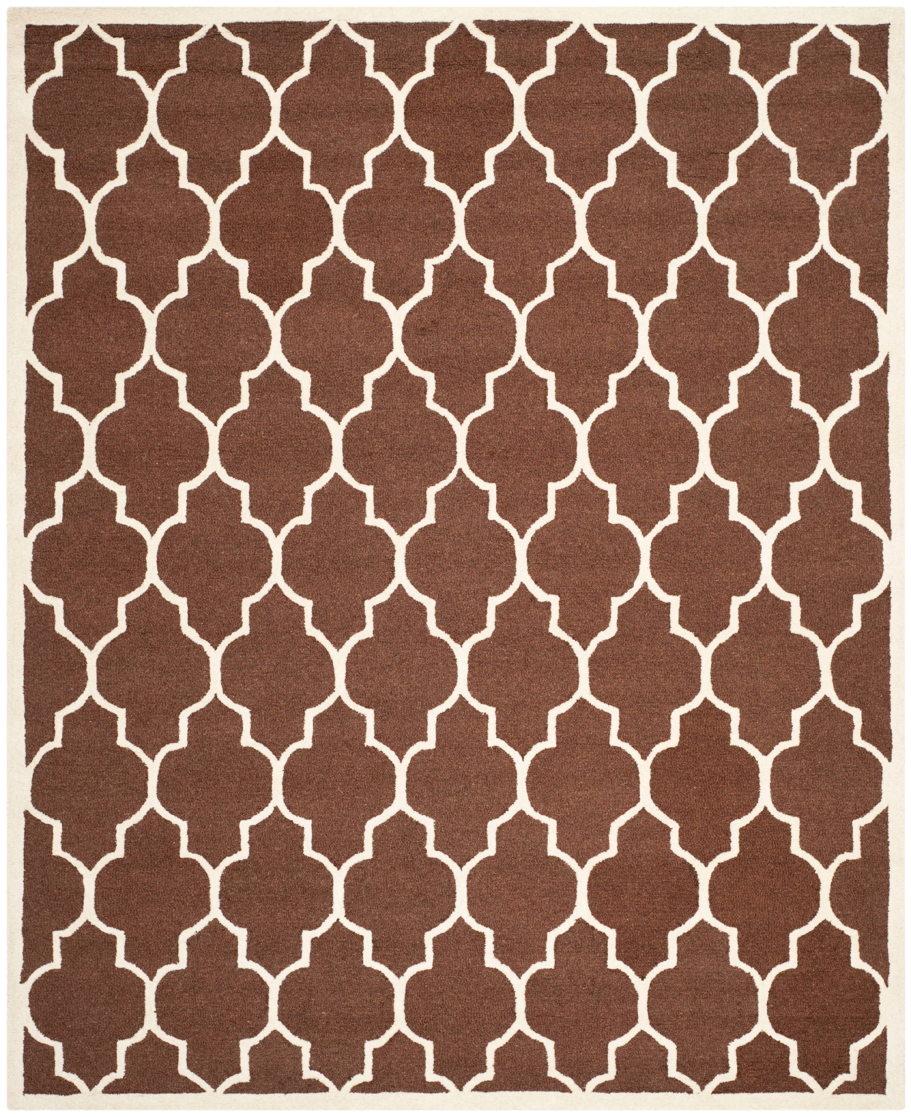 SAFAVIEH Cambridge Kevin Geometric Wool Area Rug, Dark Brown/Ivory, 8' x 10'