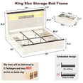 thumbnail image 5 of ANPOO Farmhouse King Size Bed Frame with 51" Tall Headboard & 4 Drawers, King Bed Frame and Headboard with LED Lights & Charging Ports, No Box Spring Needed, Wooden, Antique White, 5 of 12