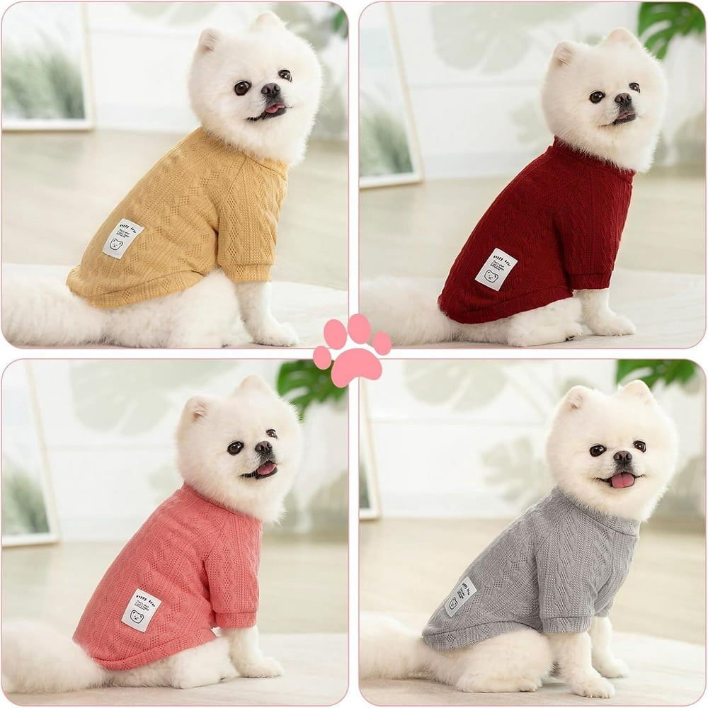EIMELI 4 Pack Dog Knitted Sweater Dog Clothes for Small Medium Dogs  Warm Soft Puppy Kitten Dog Sweaters for Boy Girl Pet in Winter  Pet Cat Clothes Outfits Cold Weather Pullover for Chih