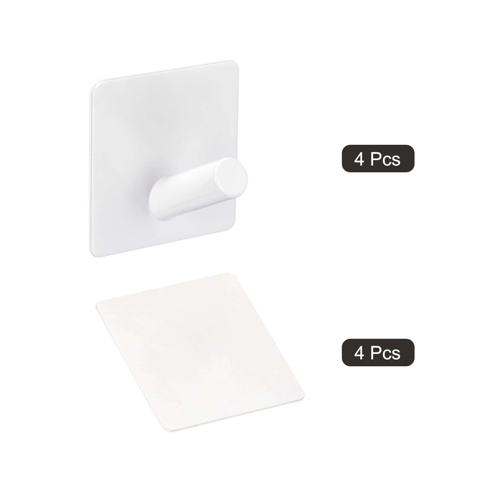 Unique Bargains Self Adhesive 304 Stainless Steel Sticky Hooks Wall Hanger White 4Pcs