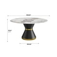thumbnail image 6 of Miekor Furniture 59.05"Modern Artificial Stone Round Black Carbon Steel Base Dining Table-Can Accommodate 6-8 People 06464, 6 of 10