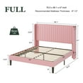thumbnail image 6 of Amolife Full Size Velvet Upholstered Bed with Wingback Headboard, Pink, 6 of 9