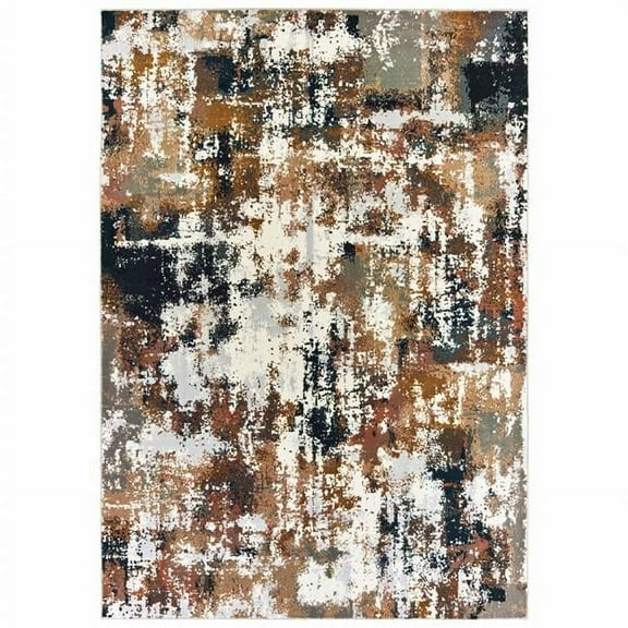 HomeRoots  5 x 8 ft. Ivory Gray Abstract Sectors Indoor Area Rug - Grey - 5 x 8 ft.