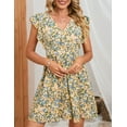 thumbnail image 3 of Yesfashion Women's Floral Plunging V Neck Tie Open Back Summer Short Dress, 3 of 9