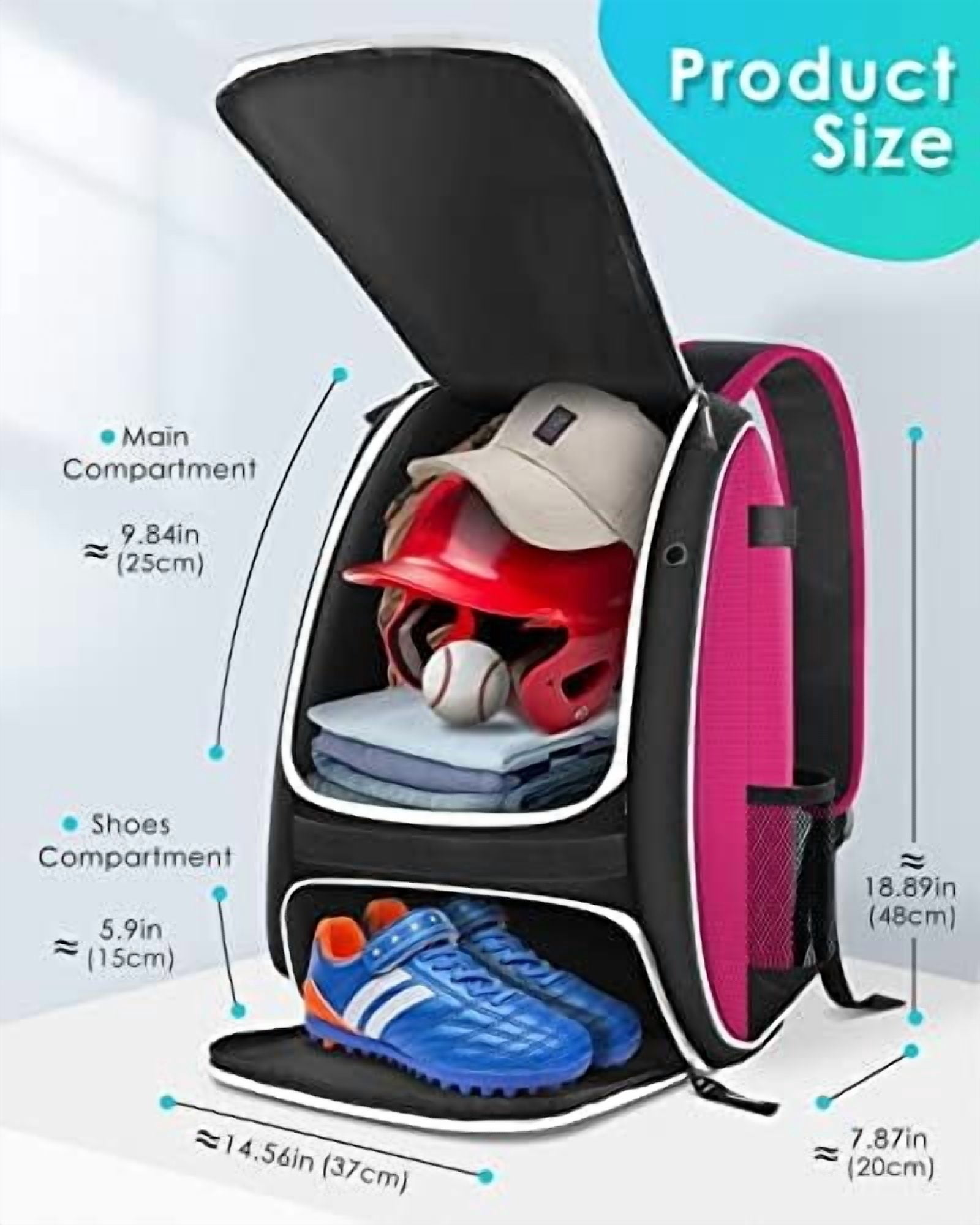 GOLRISEN Baseball Bag, Softball Bag for Baseballgear & T-Ball Bat, Baseball Backpack with Shoes Compartment for Men/Women