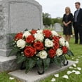 thumbnail image 5 of FTsdfkl 20Inch Cemetery Flowers for Grave,Headstone Flower Saddle,Flowers for Cemetery Grave Decoration Headstone Flower Saddle for Headstone Decoratio (Red White), 5 of 6