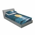 thumbnail image 3 of Ocean Bedding Set with Sheet & Covers, Super Moon over Ocean Surface Midnight View Dreamy Mystic Picture Print, Printed Bedroom Decor 2 Shams, 4 Sizes, Yellow Navy, by Ambesonne, 3 of 3