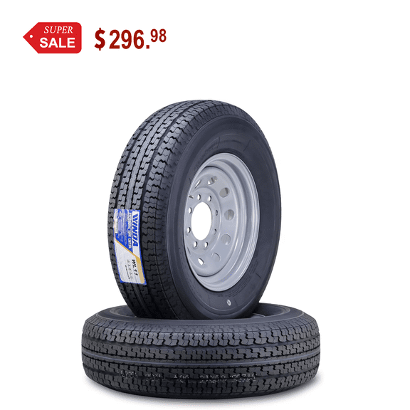 Winda Trailer Tire Wheel Assembly ST235/80R16 10-Ply E 124L 8 Lug on 6.5" PCD Silver Mod Rim ,SET 2