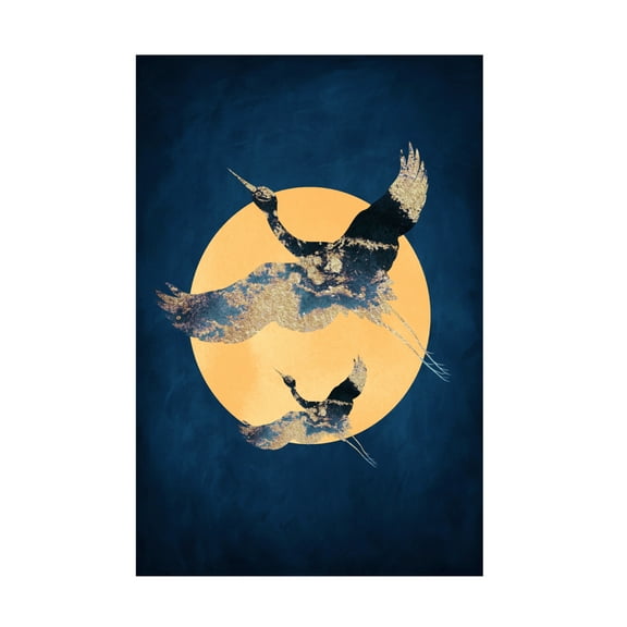 Trademark Fine Art Aureous Sapphire Sun a Cranes Canvas Wall Art