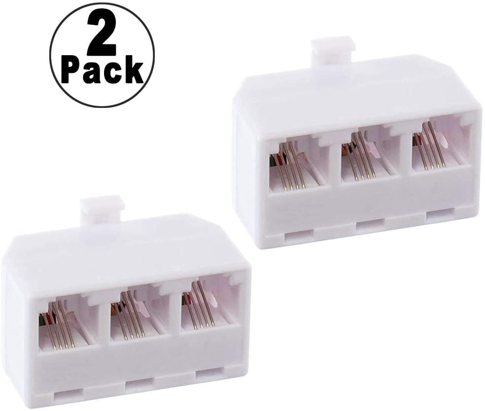 Three Way Telephone Splitter, RFAdapter 2 Pack 1 to 3 RJ11 6P4C