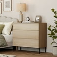 thumbnail image 6 of Modern Minimalist Wood Nightstand with 3 Drawers ,31.5" Large End Table,Reeded Design Bedside Table for Bedroom, Living Room,Entryway, 6 of 9