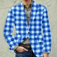 thumbnail image 4 of Zimjoy Mens Plaid Suit Jackets Casual Slim Fit Corduroy Suit Jacket Vintage One Button Checkered Blazer Business Work Office Blazers Jackets Daily Wearing Sport Coats, Blue 2XL, 4 of 5