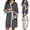 Black, variant on Women's Nursing Nightgowns V-Neck Color Blocked Maternity Postpartum Robe Long Sleeve Matching Homewear Sleep Pajamas Dresses