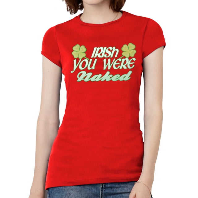 Mujeres irlandeses estabas desnuda camiseta de manga corta - Roja - 2x grande Gravity Trading Camiseta de manga corta