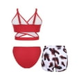 thumbnail image 2 of YiZYiF Kids Girls 3 Piece Athletic Tankini Swimsuit Bikini Bra Top with Briefs and Shorts Swim Set Red 14Y, 2 of 7