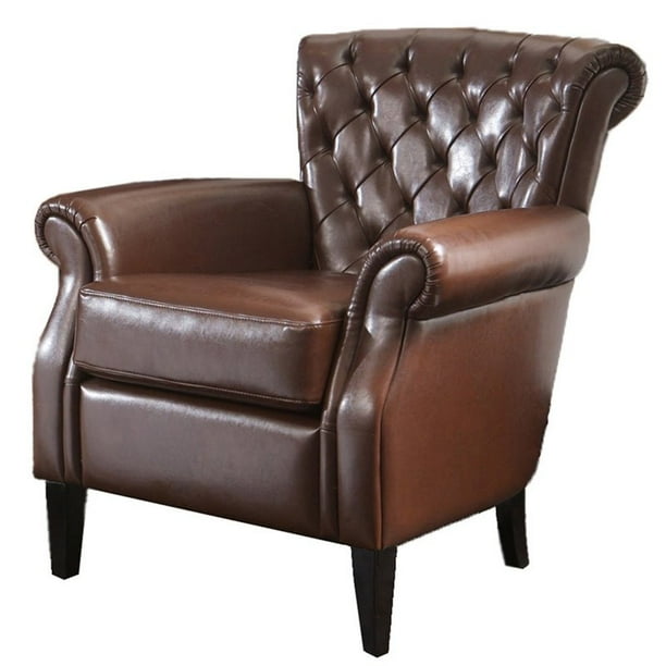 Brika Home Faux Leather Club Chair in Brown